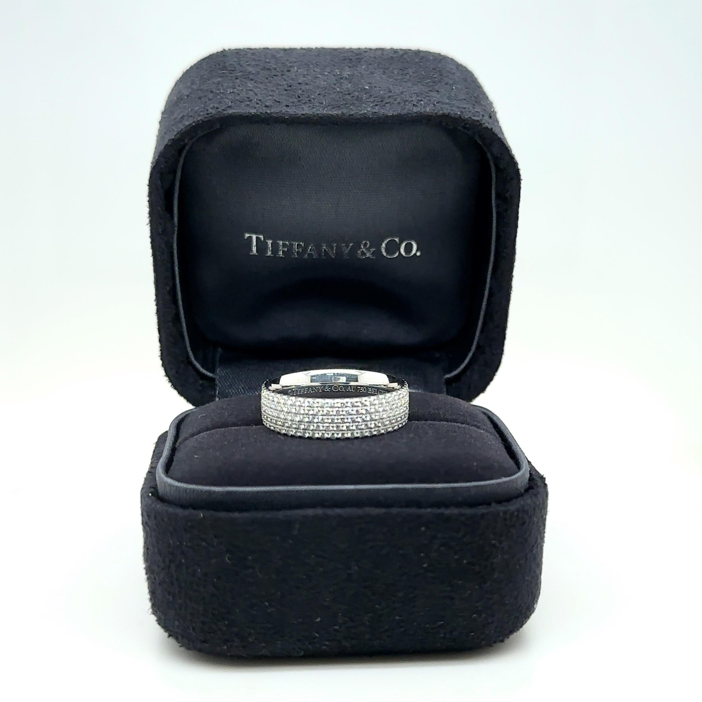 Tiffany & Co Metro 5 Row Diamond 0.90 TCW Band in 18 Karat White Gold 4