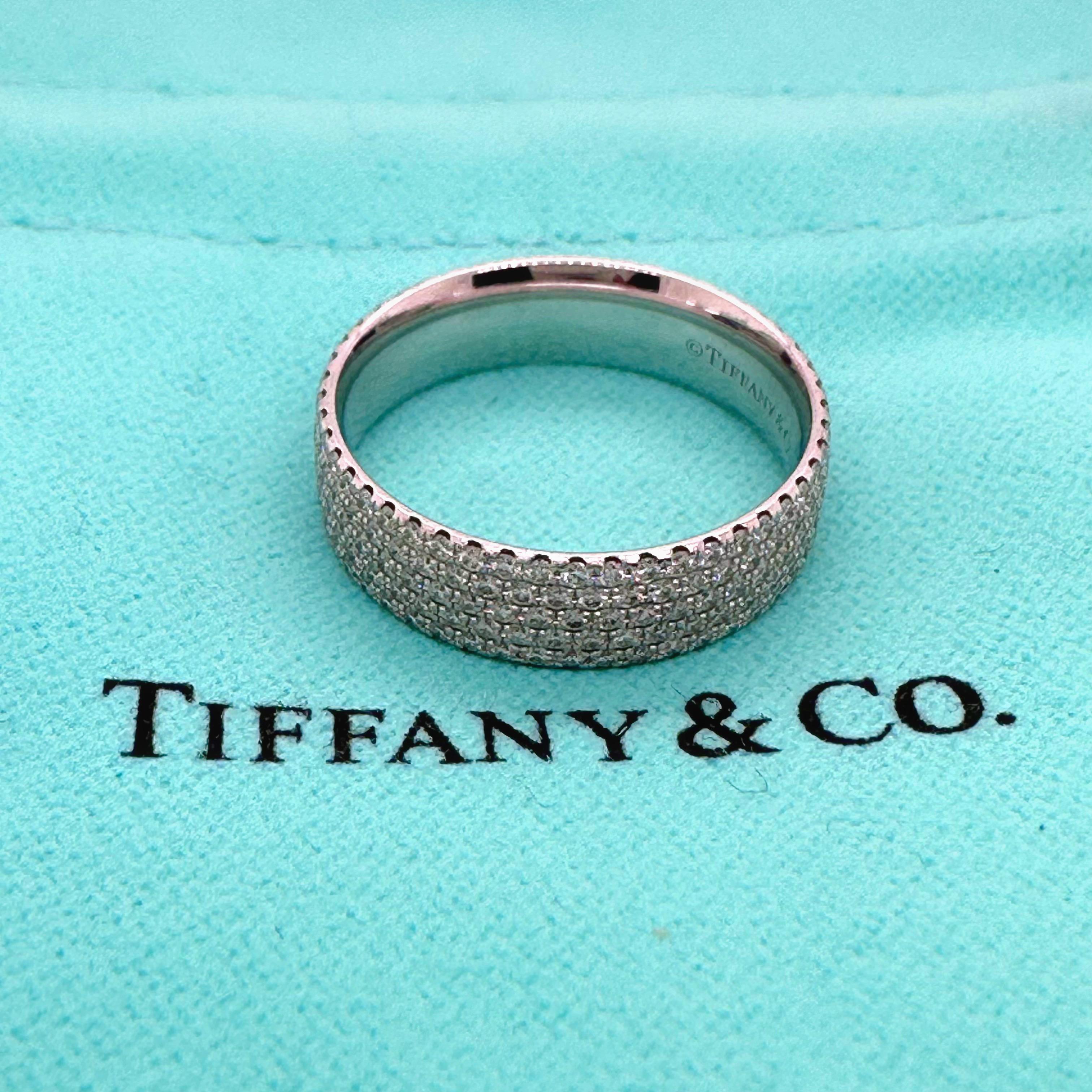 Tiffany & Co Metro 5 Row Diamond 0.90 TCW Band in 18 Karat White Gold In Excellent Condition In San Diego, CA