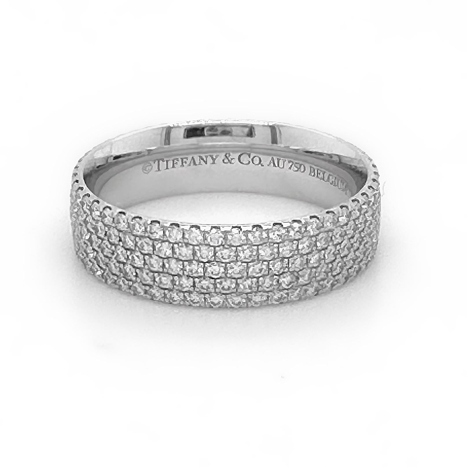 Tiffany & Co Metro 5 Row Diamond 0.90 TCW Band in 18 Karat White Gold 2