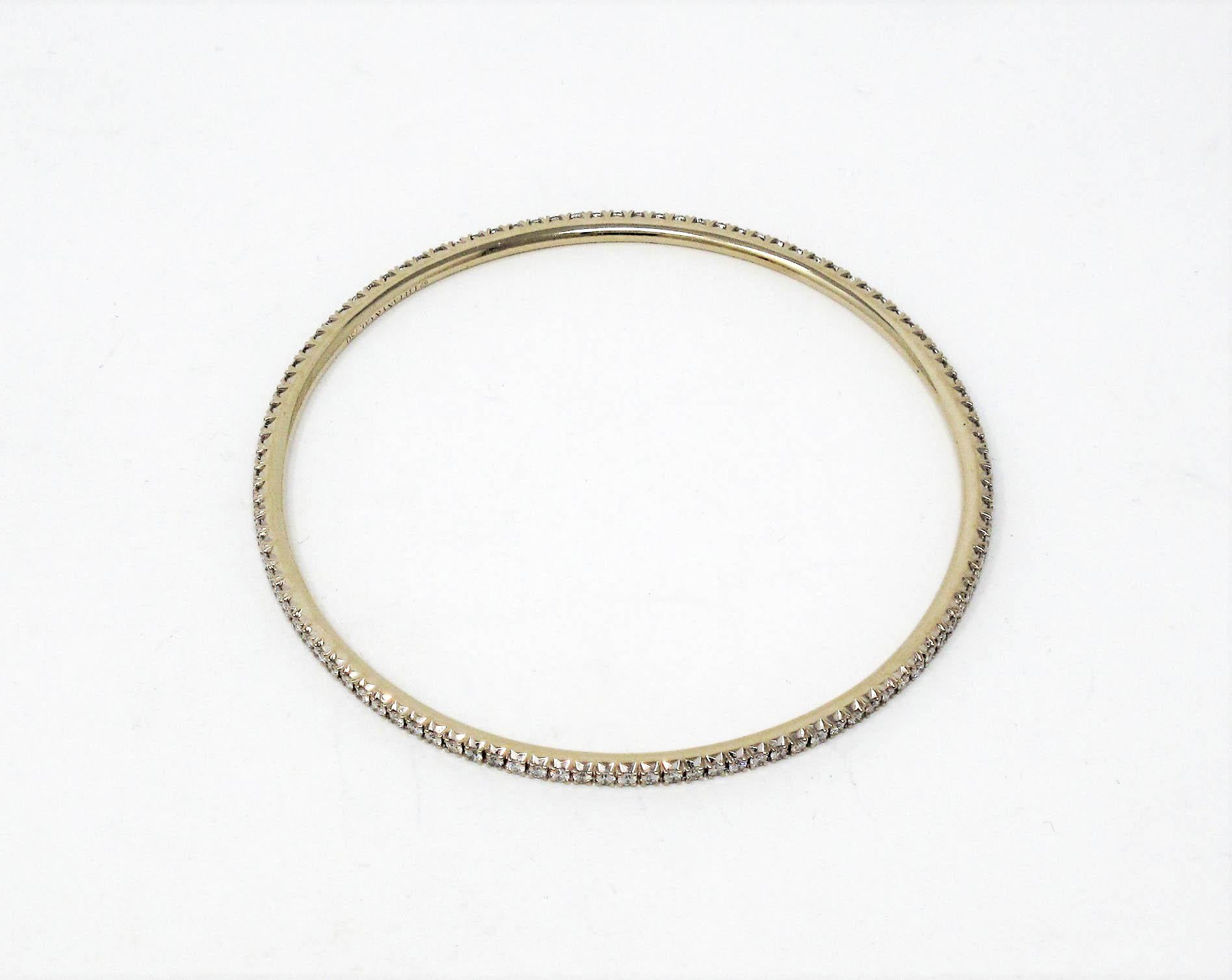 Round Cut Tiffany & Co. Metro Collection Diamond Eternity Bangle Bracelet 18 Karat Gold