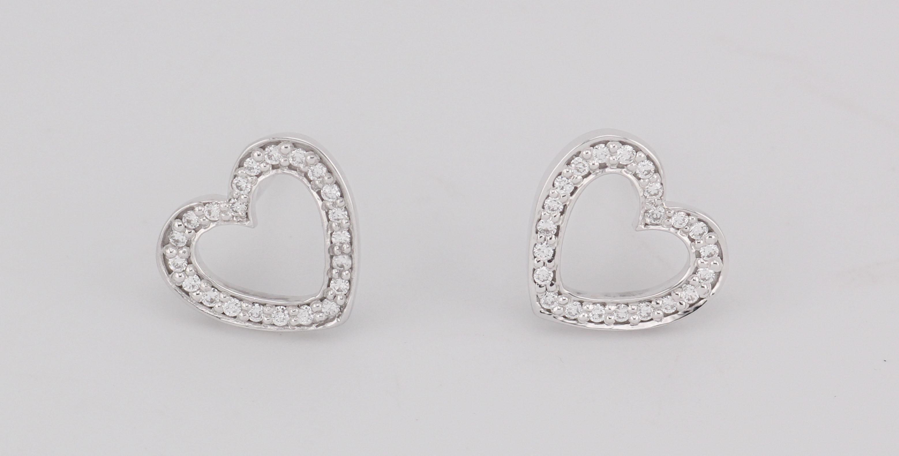 Donna Tiffany & Co. Orecchini a cuore aperto Metro Diamond in oro bianco 18 carati in vendita