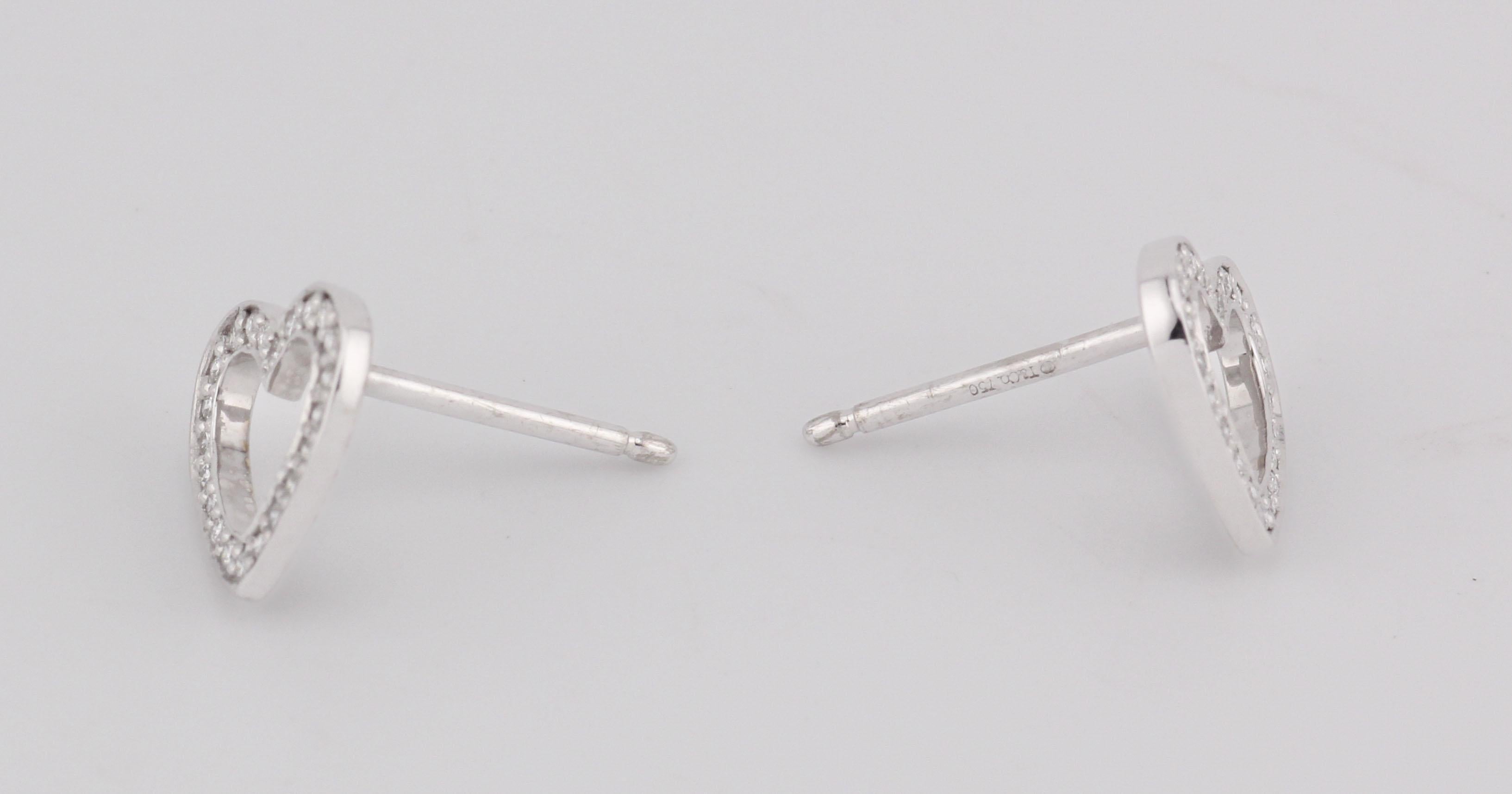 Tiffany & Co. Orecchini a cuore aperto Metro Diamond in oro bianco 18 carati in vendita 1