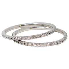Tiffany & Co. Metro Diamond Band Stacking Rings, Matched Set in 18K White Gold 8