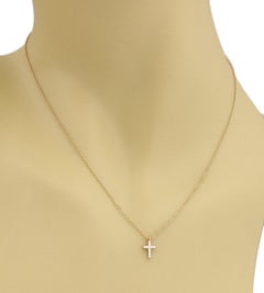 Tiffany & Co. Metro Diamond Cross 18k Rose Gold Pendant Necklace