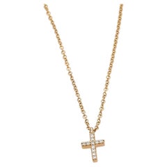 Tiffany & Co. Metro Diamond Cross 18k Rose Gold Pendant Necklace