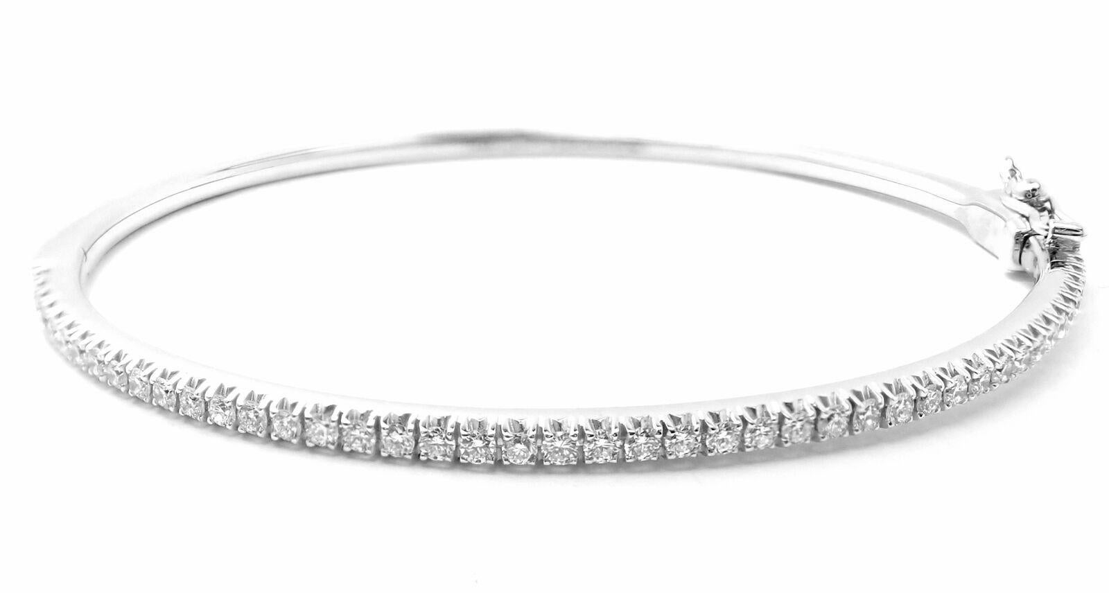 Tiffany & Co Metro Diamond Hinged White Gold Bangle Bracelet 2