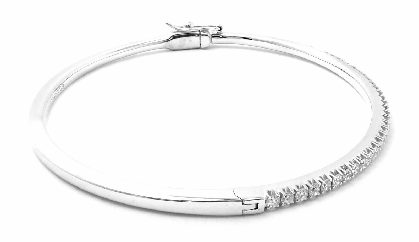 Tiffany & Co Metro Diamond Hinged White Gold Bangle Bracelet 3