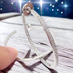 Tiffany & Co Metro Diamond Large Inside Out Platinum Hoop Earrings