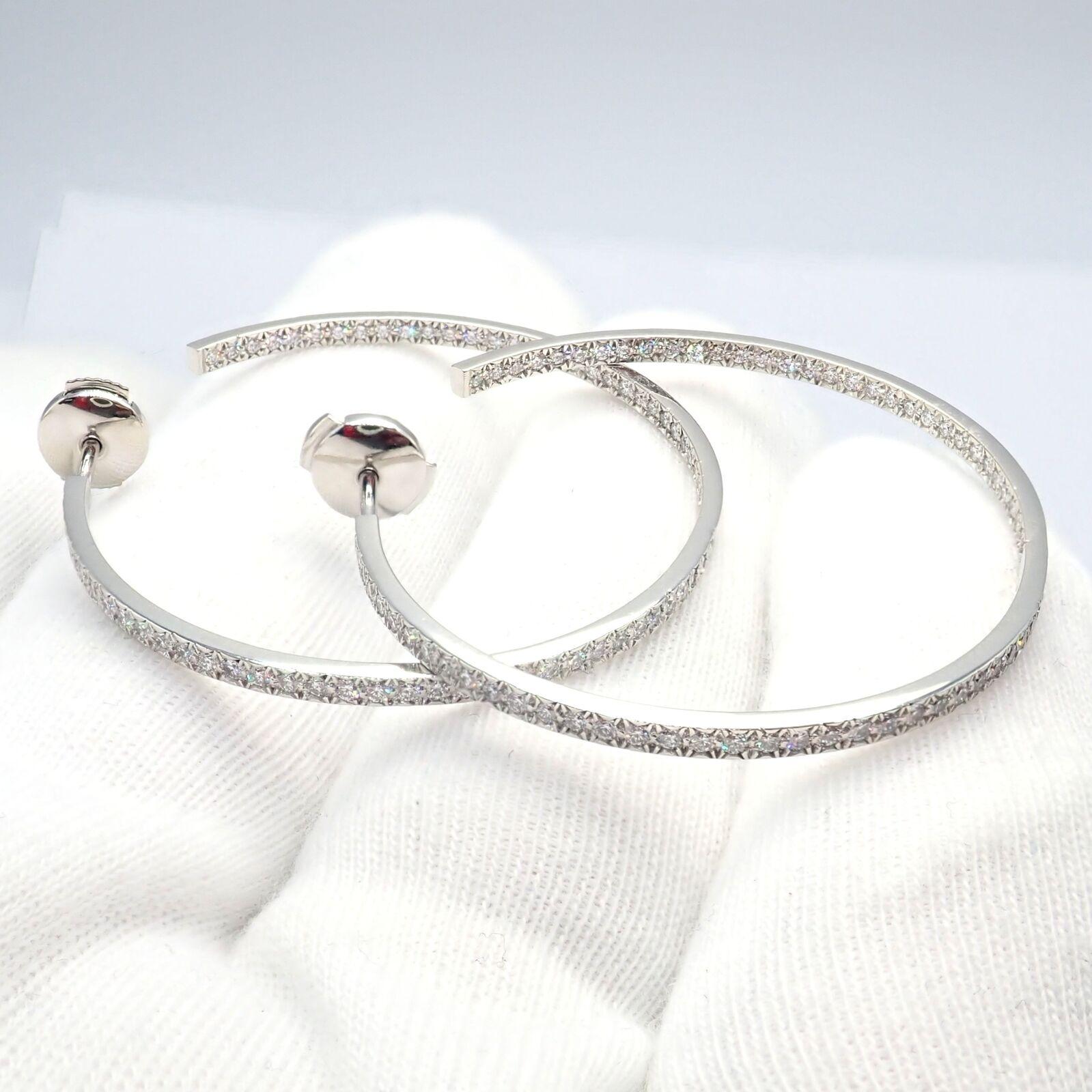 Tiffany & Co Metro Diamond Large Inside Out Platinum Hoop Earrings In Excellent Condition For Sale In Holland, PA