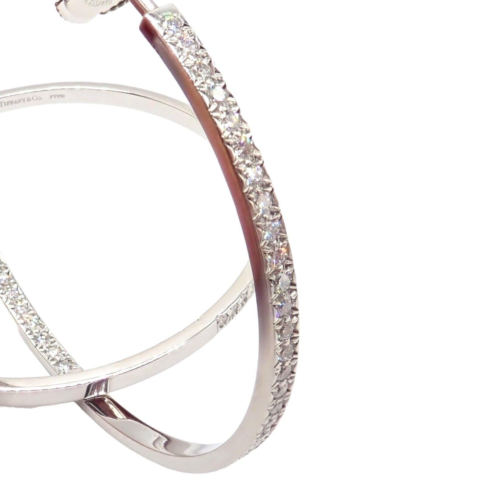 Tiffany & Co Metro Diamant-Ohrringe aus Platin mit großem Innen- und Außenverschluss aus Platin im Angebot 2