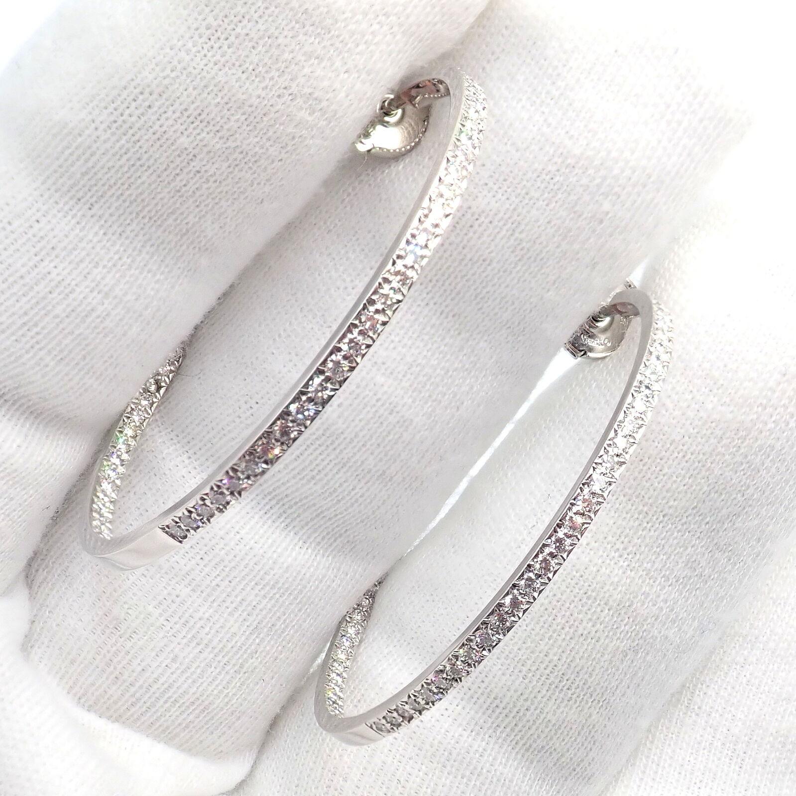 Tiffany & Co Metro Diamond Large Inside Out Platinum Hoop Earrings For Sale 4