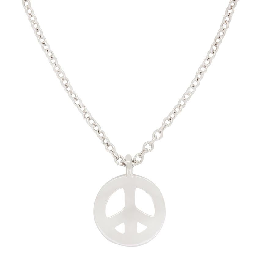 Tiffany & Co. ‘Metro’ diamond peace sign pendant In Good Condition For Sale In London, GB