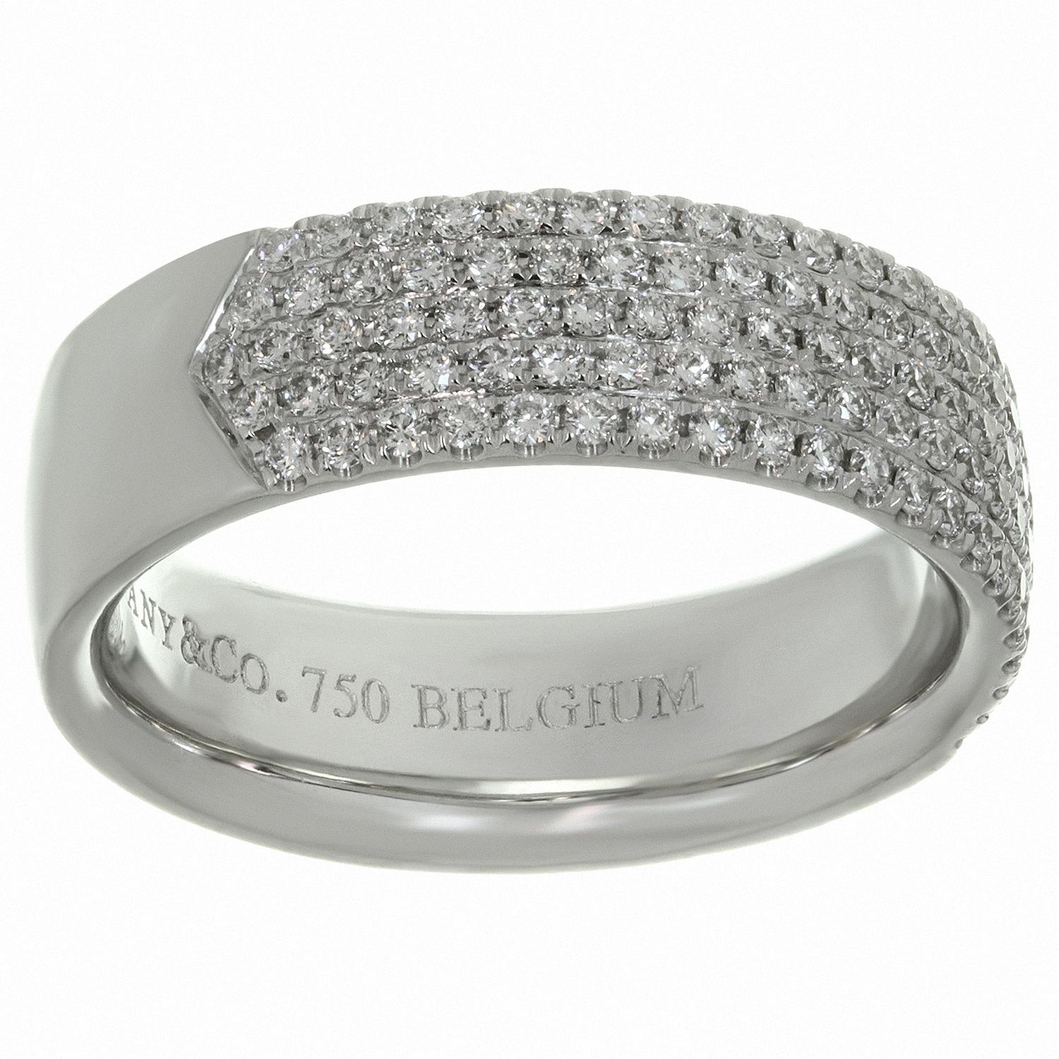 Tiffany & Co. Metro Diamond White Gold Band Ring 1