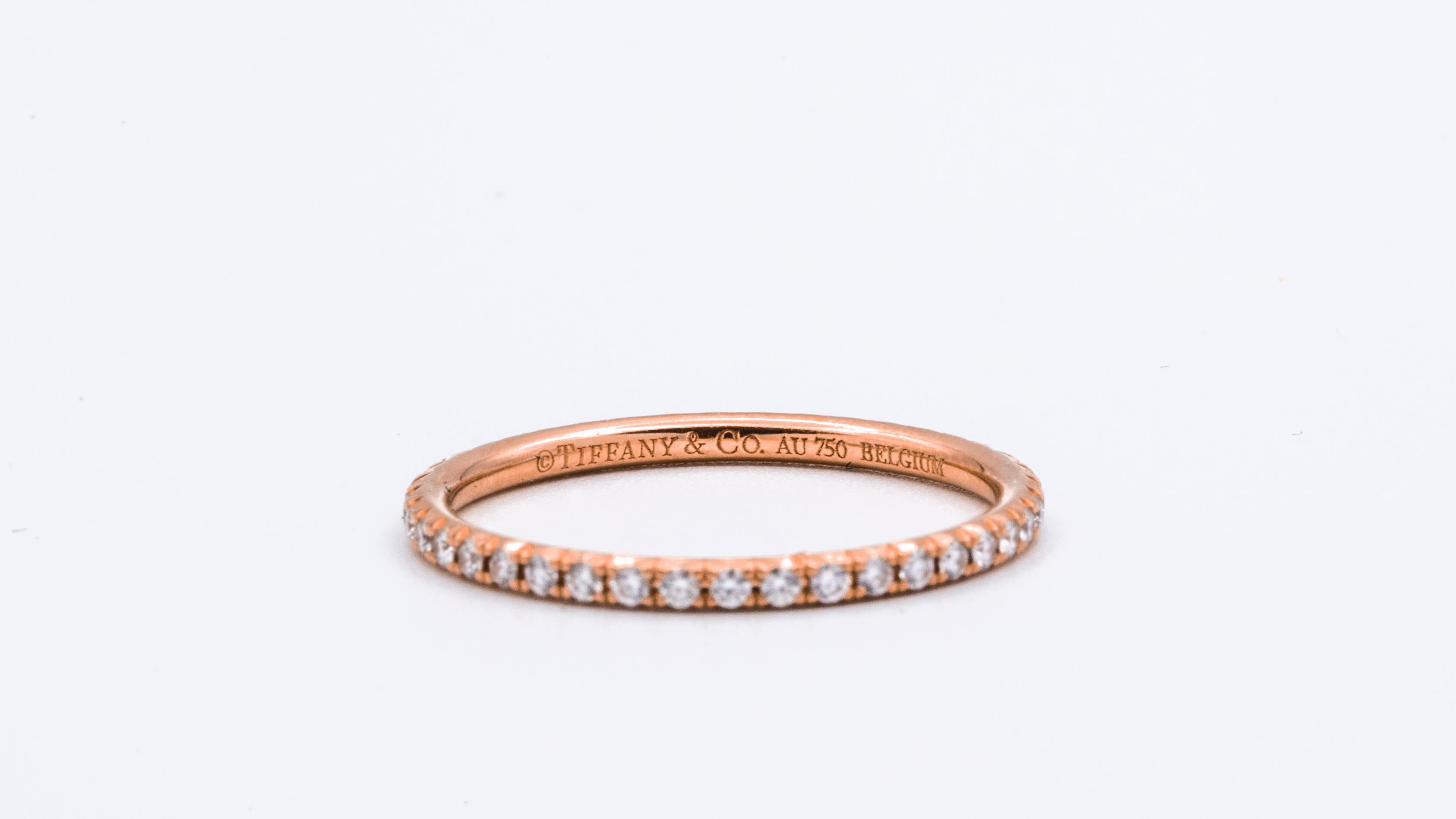 Tiffany & Co. Metro Eternity Diamond Band in 18 Karat Rose Gold In Excellent Condition In New York, NY
