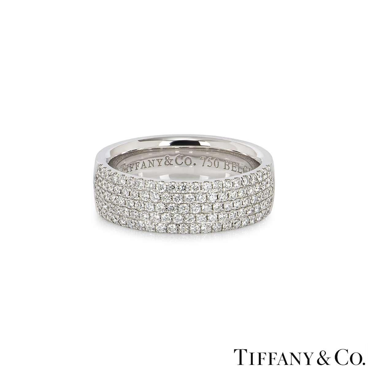 Tiffany & Co. Metro Fünfreihiger Diamant-Bandring Größe 7,5 Unisex (Rundschliff) im Angebot