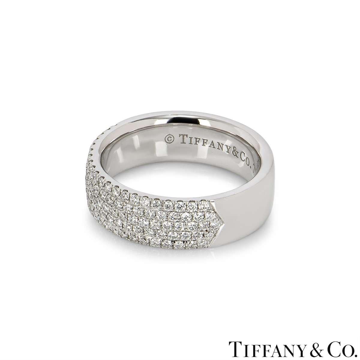 Tiffany & Co. Metro Fünfreihiger Diamant-Bandring Größe 7,5 Unisex im Zustand „Hervorragend“ im Angebot in London, GB