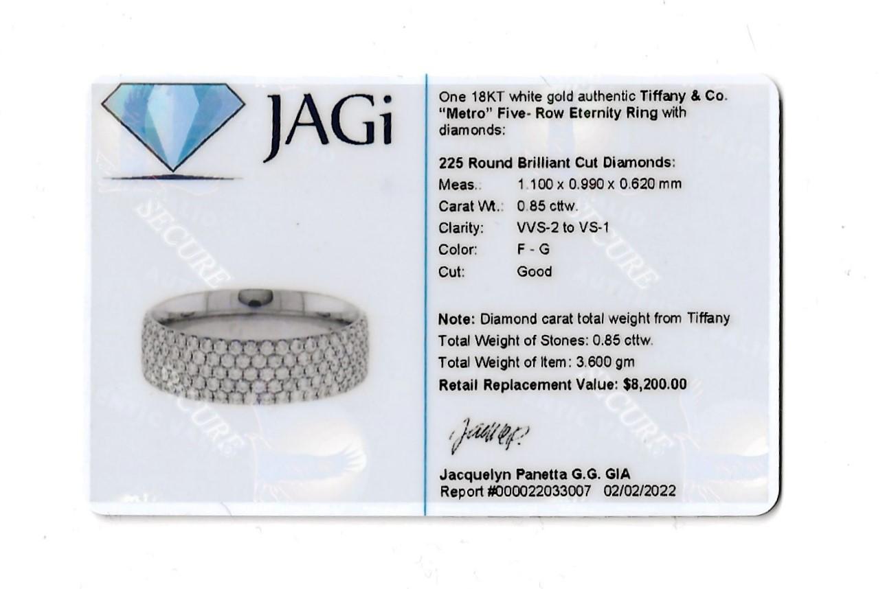 Tiffany & Co. Metro Five-Row Pave Diamond Eternity Band Ring in 18 Karat Gold 4