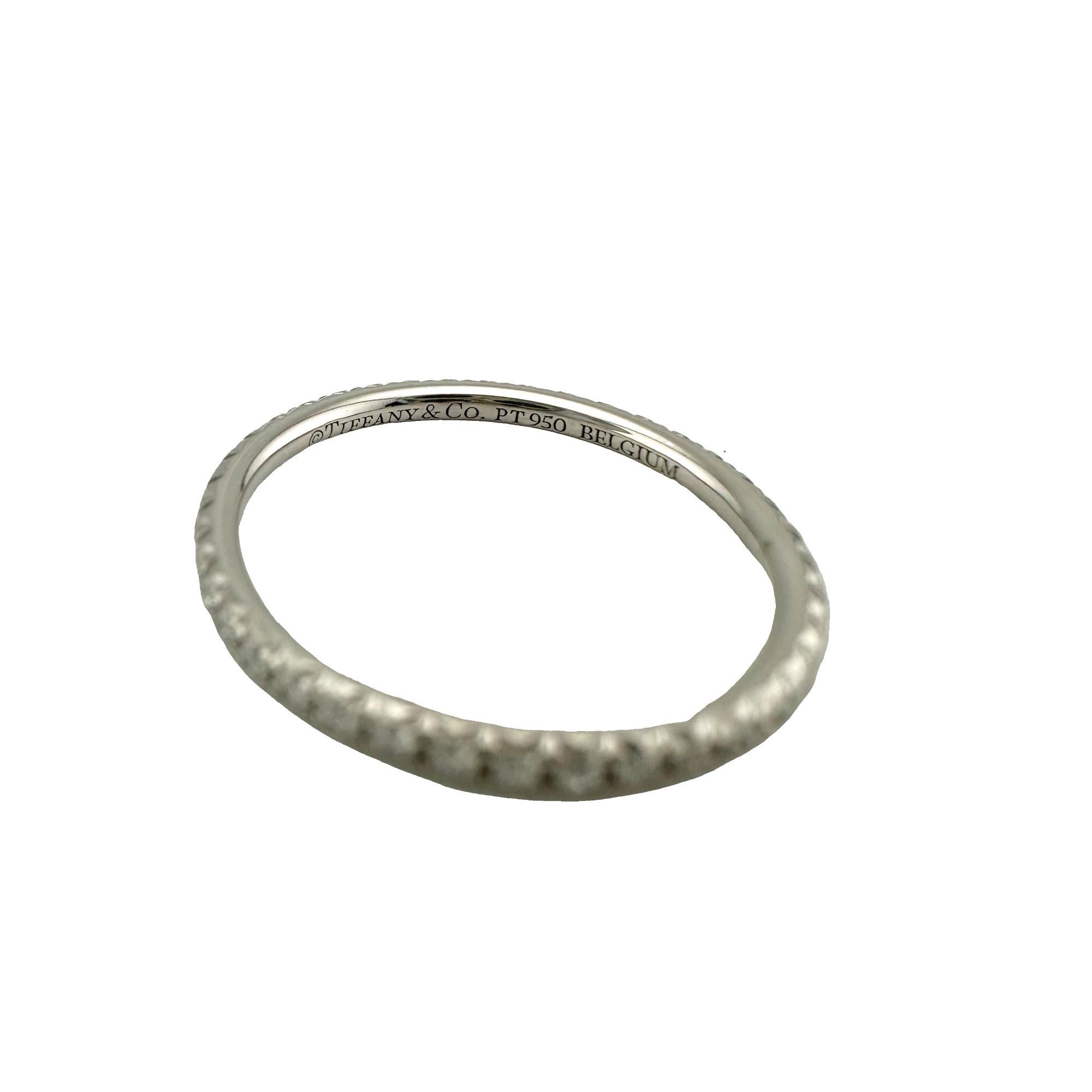 Round Cut Tiffany & Co Metro full Eternity Diamond Band Ring in Platinum For Sale