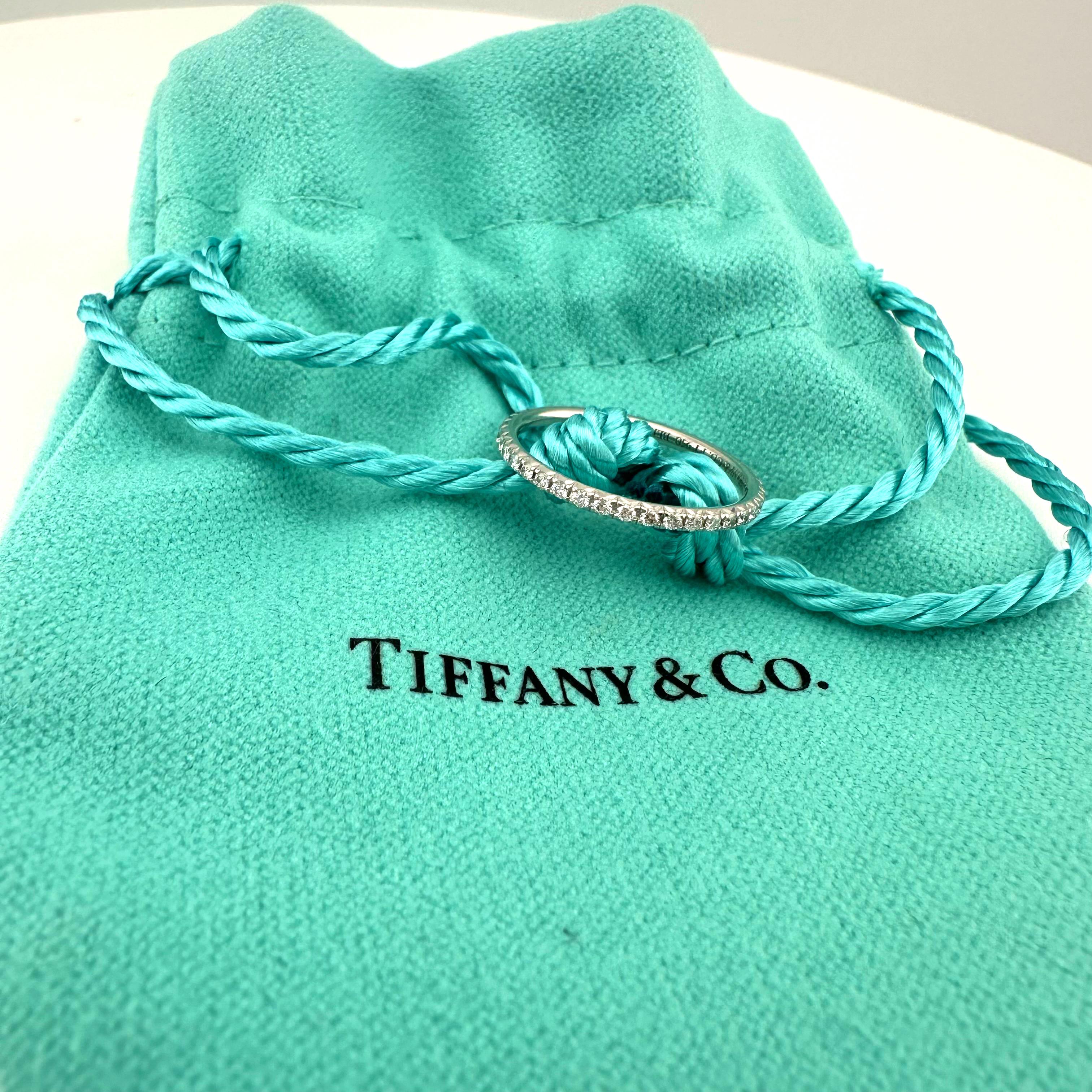 Tiffany & Co Metro full Eternity Diamond Band Ring in Platinum In Excellent Condition For Sale In San Diego, CA