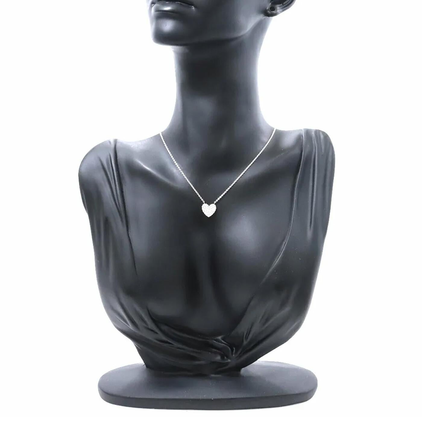 Tiffany & Co. Collier Metro cœur pavé de diamants 750 gravé en or blanc 18 carats en vente 2