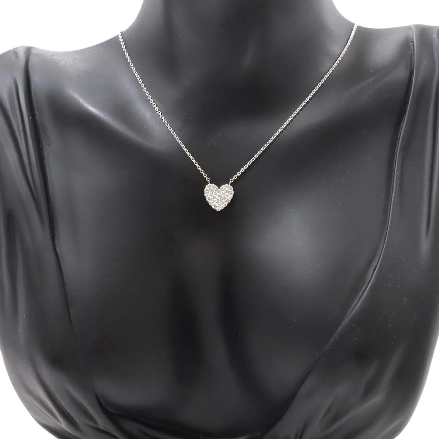 Tiffany & Co. Metro Herz Pave Diamant-Halskette 750 gravierte 18K Weißgold im Angebot 3