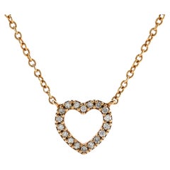 Tiffany & Co. Metro Heart Pendant Necklace 18K Rose Gold and Diamonds Mini