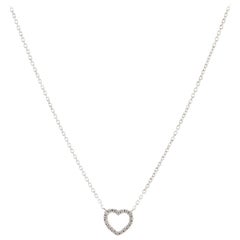 Tiffany & Co. Metro Heart Pendant Necklace 18K White Gold and Diamonds Mini