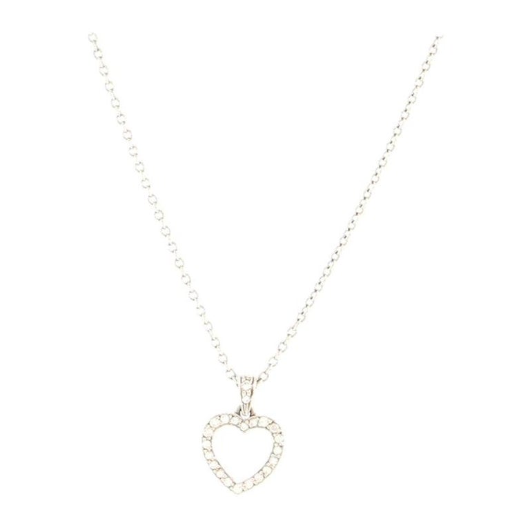 Tiffany and Co. Metro Heart Pendant Necklace Platinum and Diamonds at ...