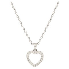 Tiffany & Co. Metro Heart Pendant Necklace Platinum and Diamonds
