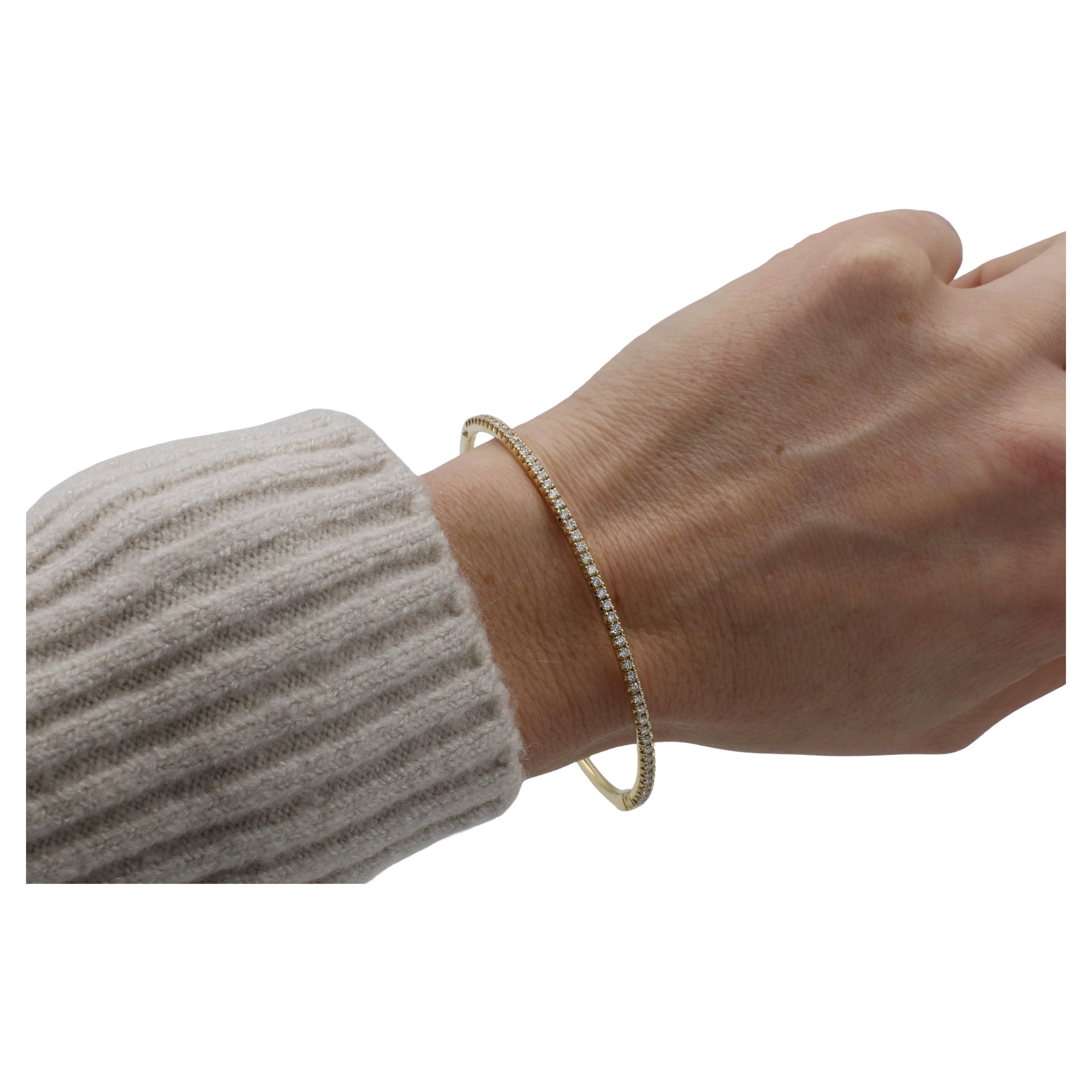 Tiffany & Co. Pulsera brazalete con bisagra Metro de oro amarillo de 18 quilates y diamantes naturales Corte redondo