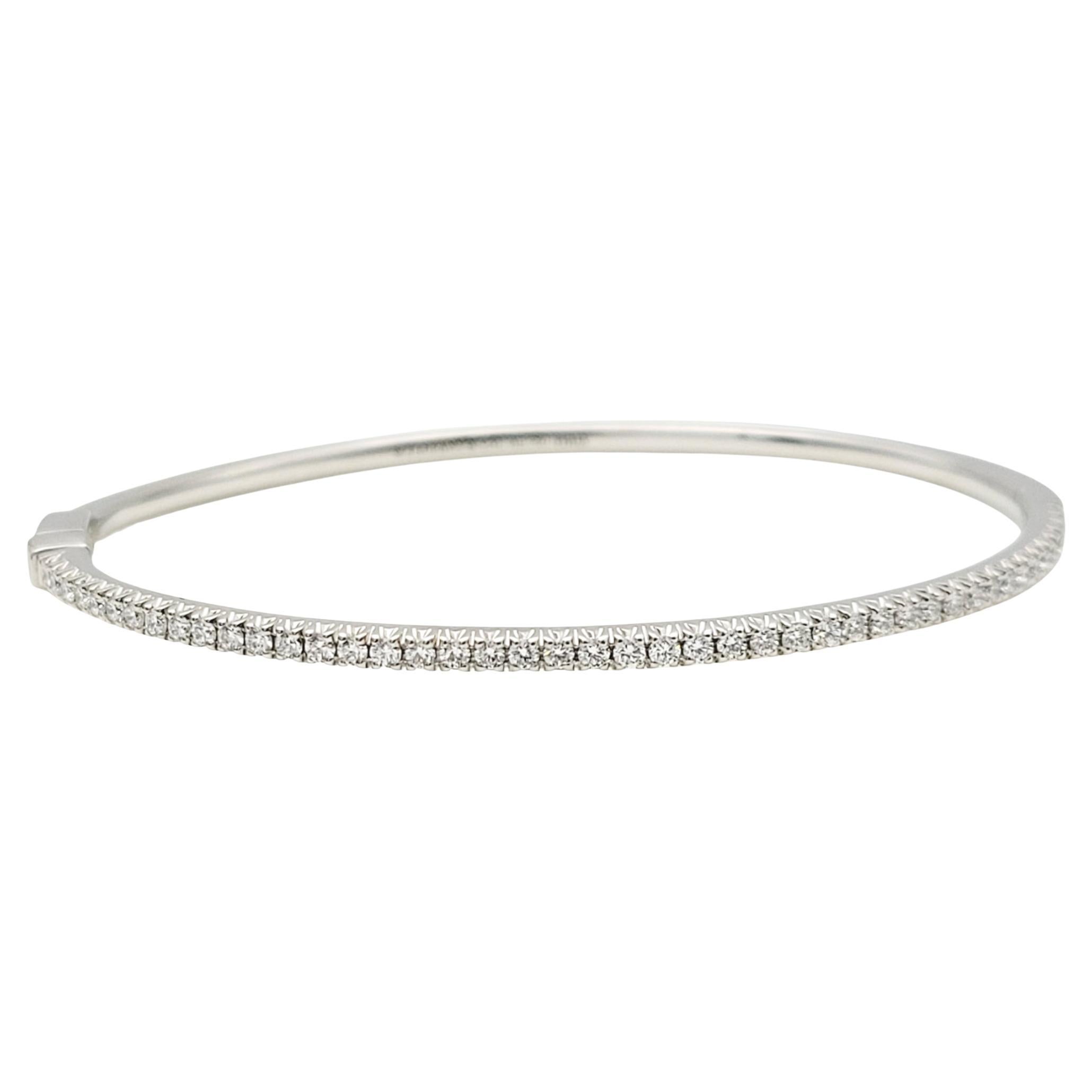 Tiffany & Co. Metro Hinged Bangle Bracelet in 18 Karat White Gold Size Medium For Sale