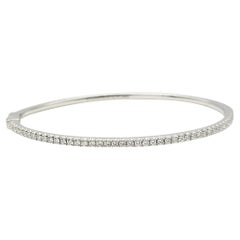 Tiffany & Co. Metro Hinged Bangle Bracelet in 18 Karat White Gold Size Medium