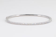 Tiffany & Co. Metro Hinged Diamond and 18 Karat White Gold Bangle
