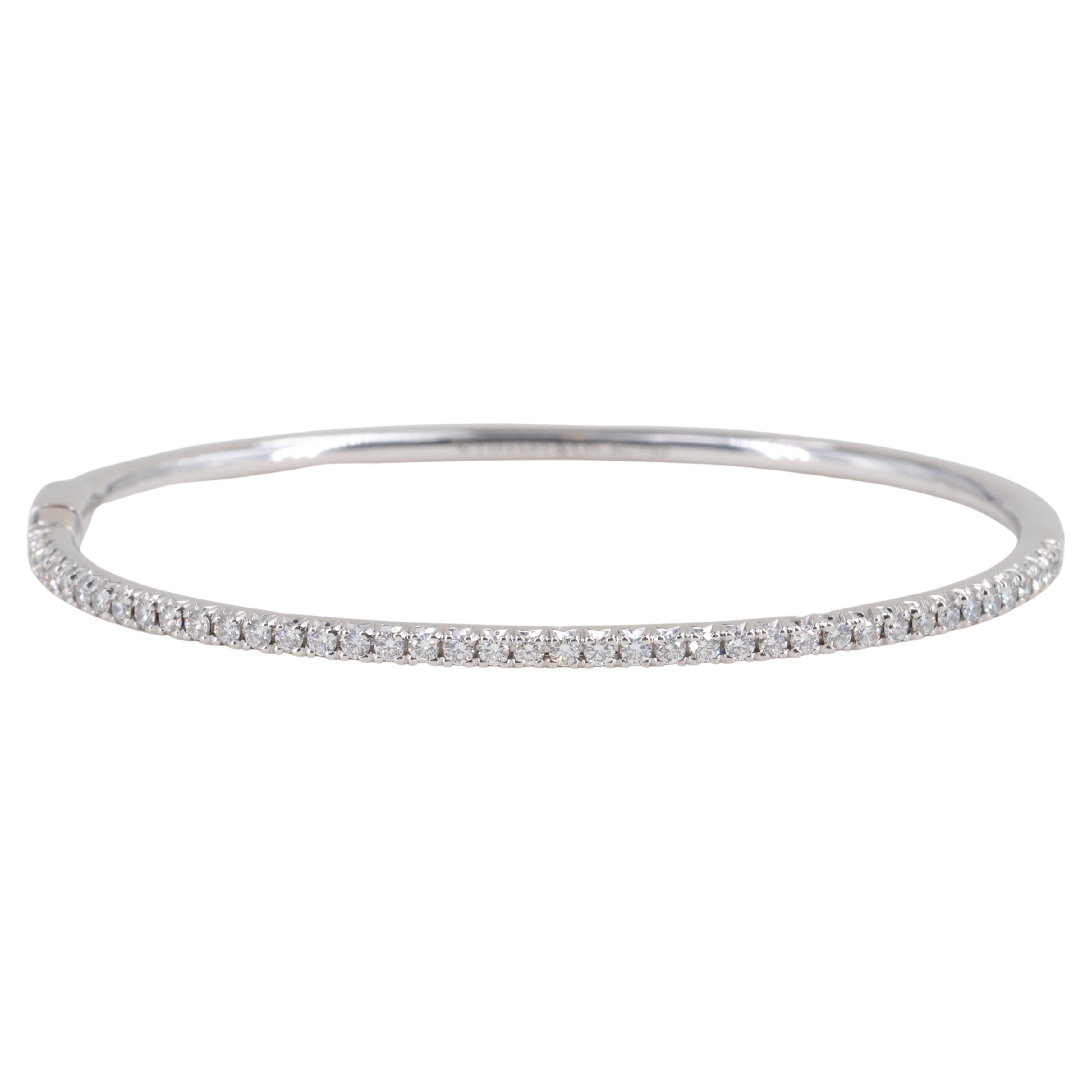 Tiffany & Co. Metro Bracelet jonc  charnire en or blanc 18 carats et diamants