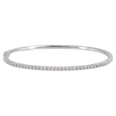 Tiffany & Co. Metro Hinged Diamond and 18 Karat White Gold Bangle