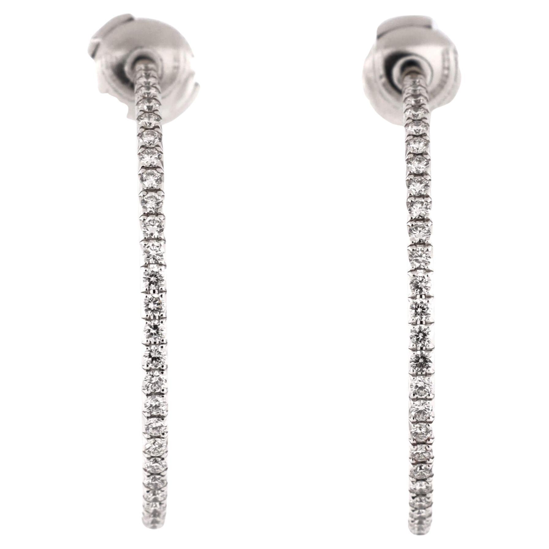 Tiffany and Co. Metro Hoop Earrings 18k White Gold with Diamonds