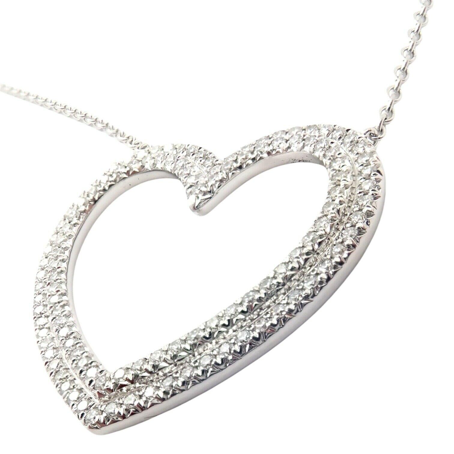 Tiffany & Co. Metro Large Heart Platinum Pendant Necklace In Excellent Condition For Sale In Holland, PA