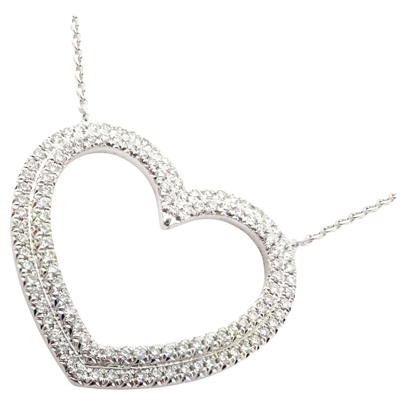 Tiffany & Co. Metro Large Heart Platinum Pendant Necklace