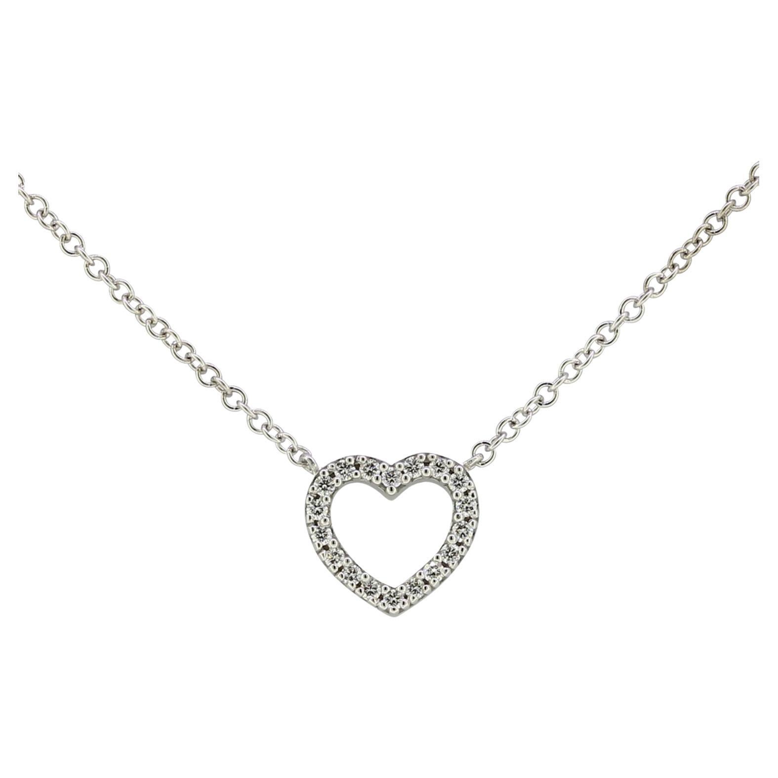 Tiffany & Co. Metro Mini Diamond Heart Pendant Necklace For Sale