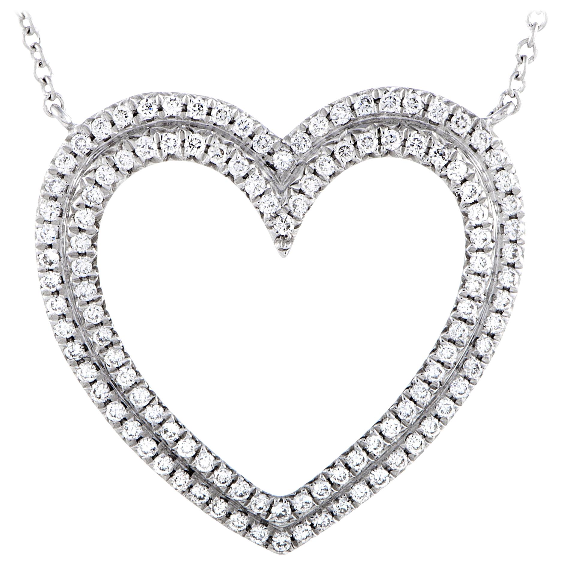 Tiffany & Co. Metro Platinum Diamond Heart Pendant Necklace