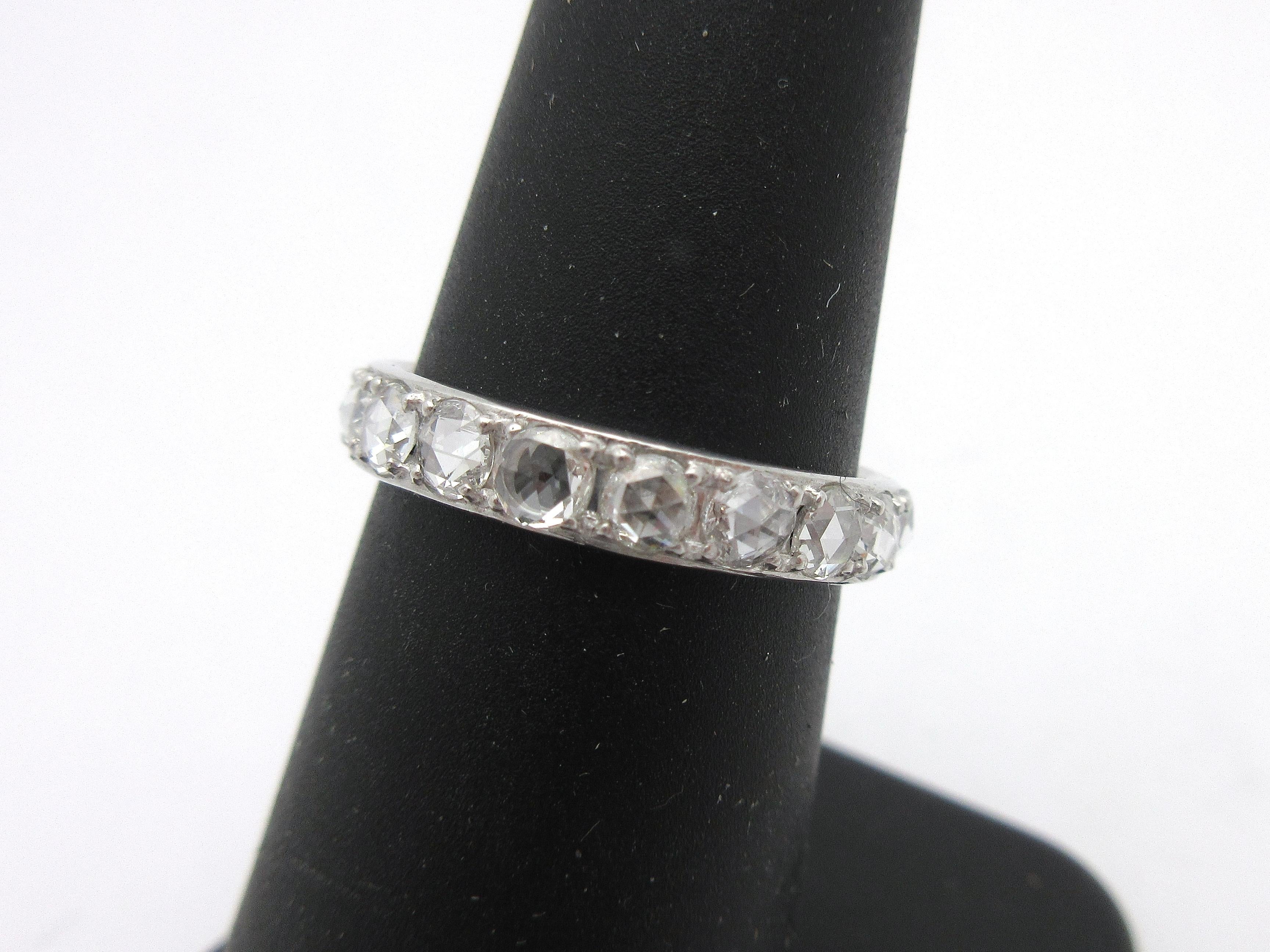 Tiffany & Co. Metro Rose Cut Diamond Eternity Band 18 Karat White Gold In Excellent Condition In Manchester, NH