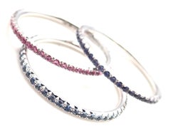 Tiffany & Co. Metro Sapphire Aquamarine Iolite Three Bands Stacking Gold Rings