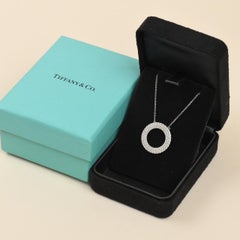 Tiffany & Co. Metro Three-Row Diamond 18K White Gold Circle Pendant Necklace