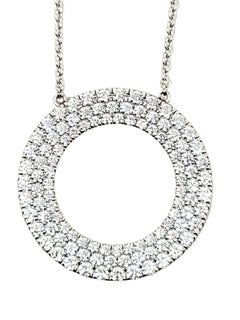 Tiffany & Co Metro Three Row Diamond Circle Pendant Necklace 18 Karat White Gold