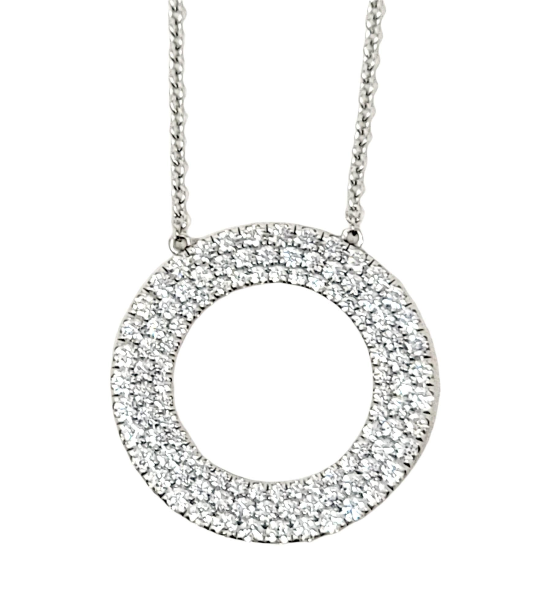 Tiffany & Co Metro Three Row Diamond Circle Pendant Necklace 18 Karat White Gold In Good Condition In Scottsdale, AZ