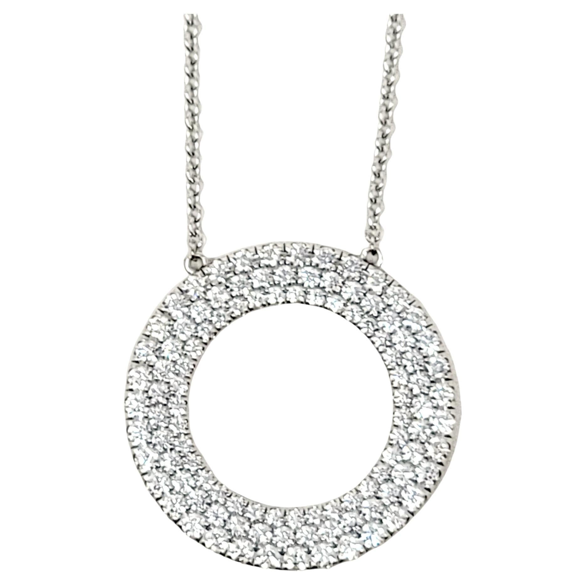 Tiffany & Co Metro Three Row Diamond Circle Pendant Necklace 18 Karat White Gold
