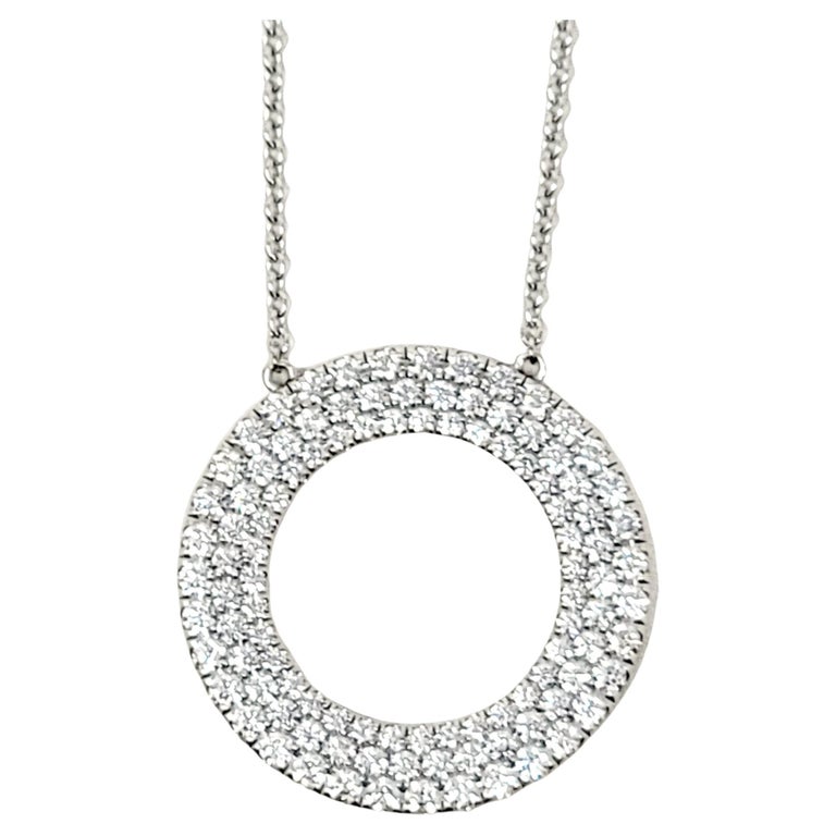 Tiffany and Co Metro Three Row Diamond Circle Pendant Necklace 18 Karat