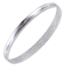 Tiffany & Co. Metro Women 18 Karat White Gold 5-Row Diamond Pave Bangle Bracelet