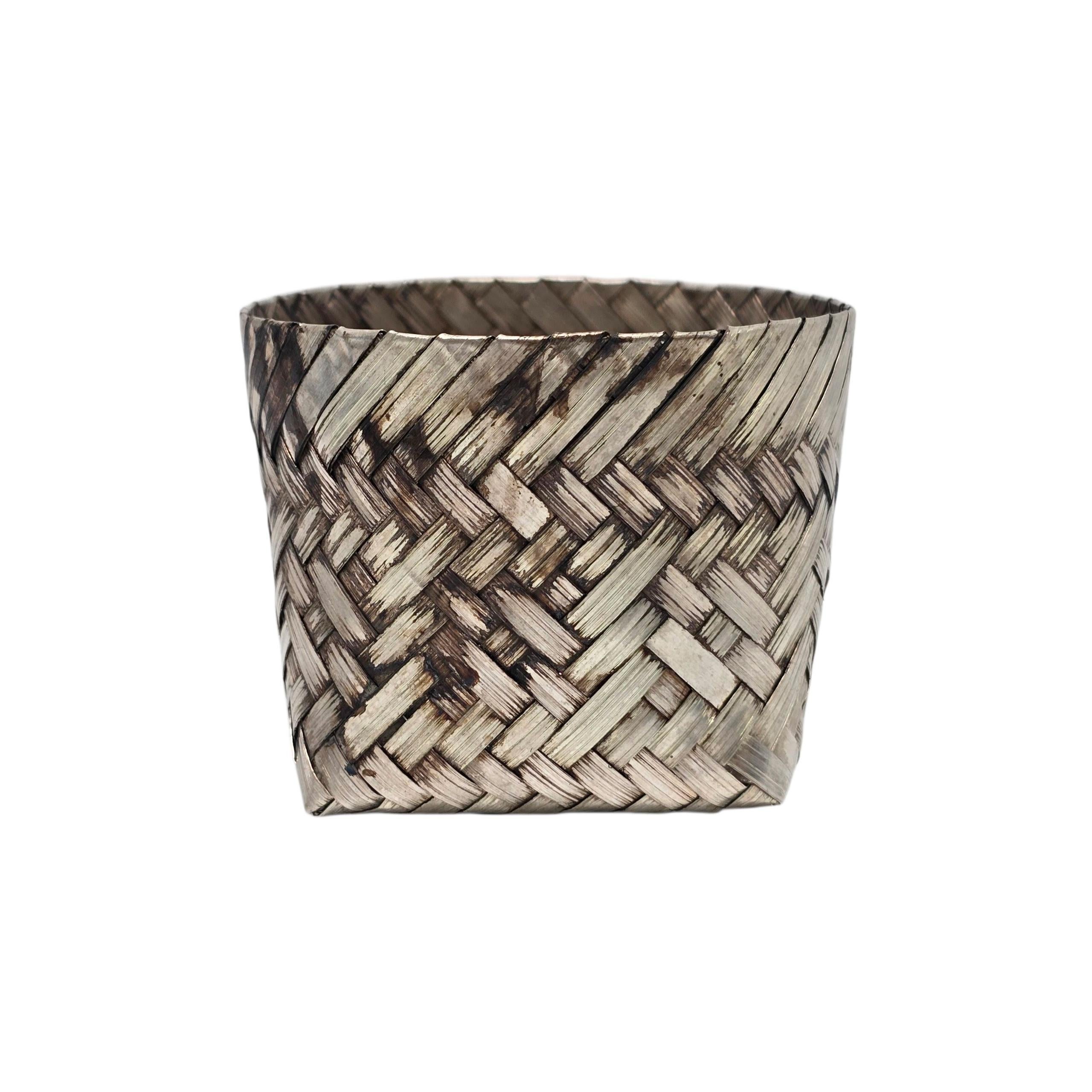 Women's or Men's Tiffany & Co Mexico Sterling Silver Small Woven Basket #22274 For Sale