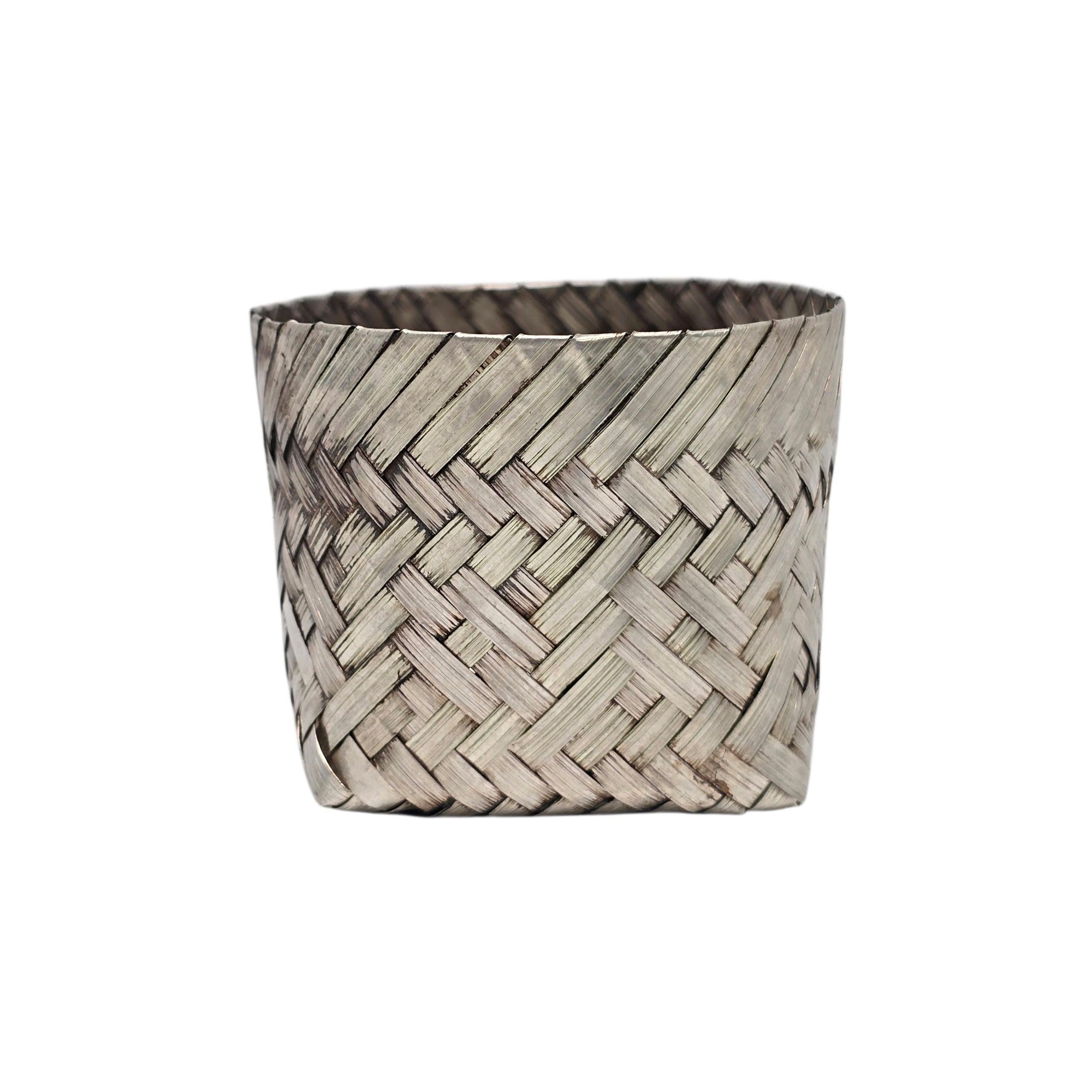 Tiffany & Co Mexico Sterling Silver Small Woven Basket #22274 For Sale 1